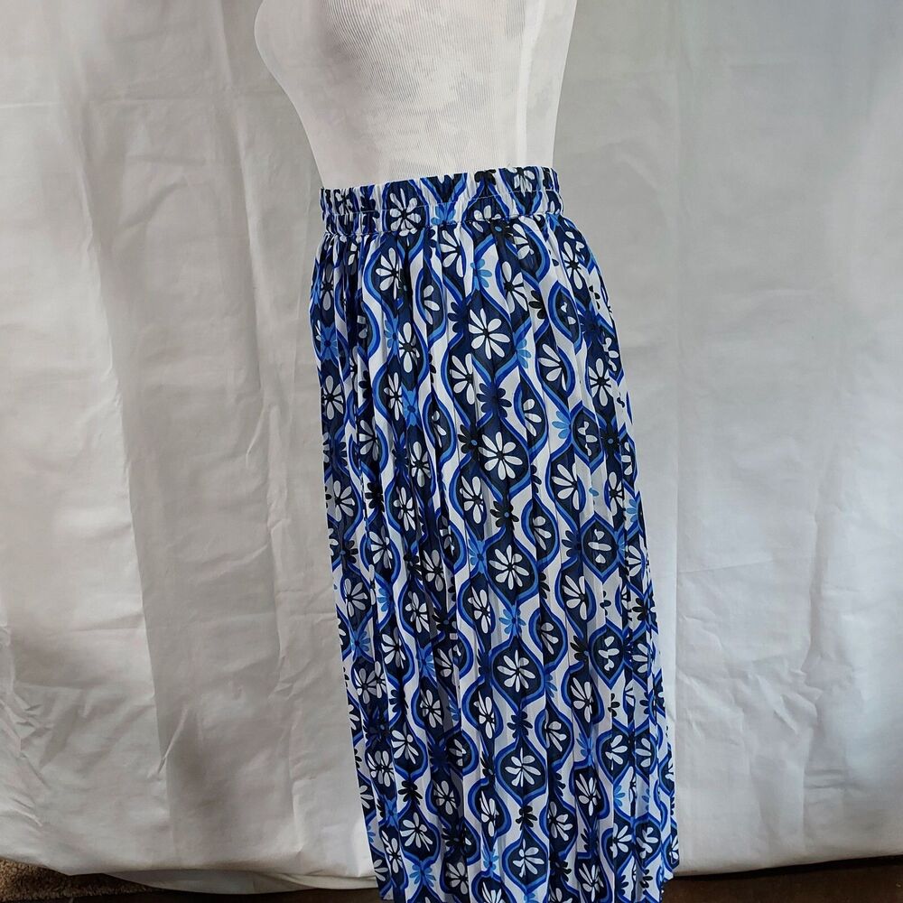 Her Destiny Chiffon Flowy Pleated Midi Skirt Size XL Feminine Elastic Waist - Picture 4 of 12